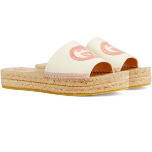 Gucci canvas slide espadrille sandal